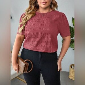 New SHEIN Clasi Plus Size Women's Round Neck Short Puff Sleeve Shirt size 1XL